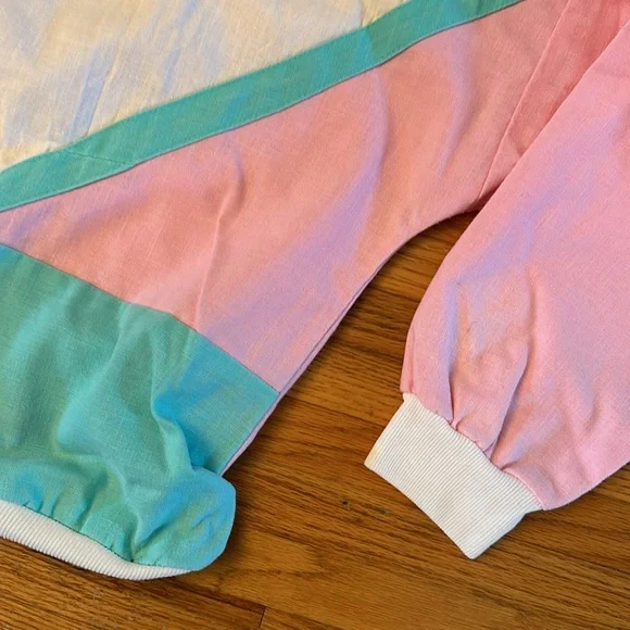 Vintage 80s Booth Bay Pastel Mock Neck Top Size S - Picture 3 of 6